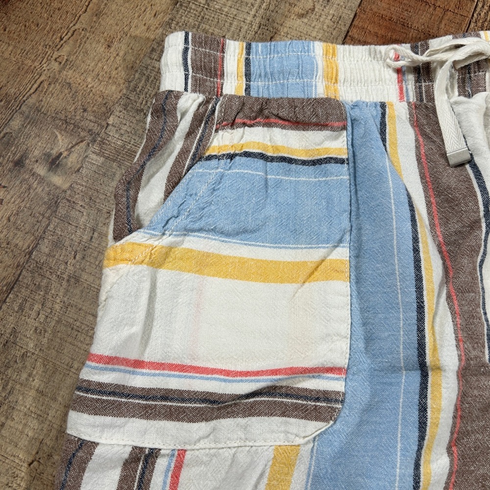 Time and Tru Linen Blend Shorts Womens XL Striped Pull On Beach Boho - Picture 2 of 6